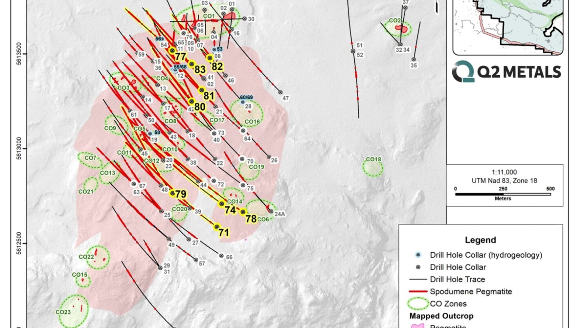 Q2 Metals étend la minéralisation en lithium à Cisco : des intervalles de pegmatite parmi les plus robustes au Québec 