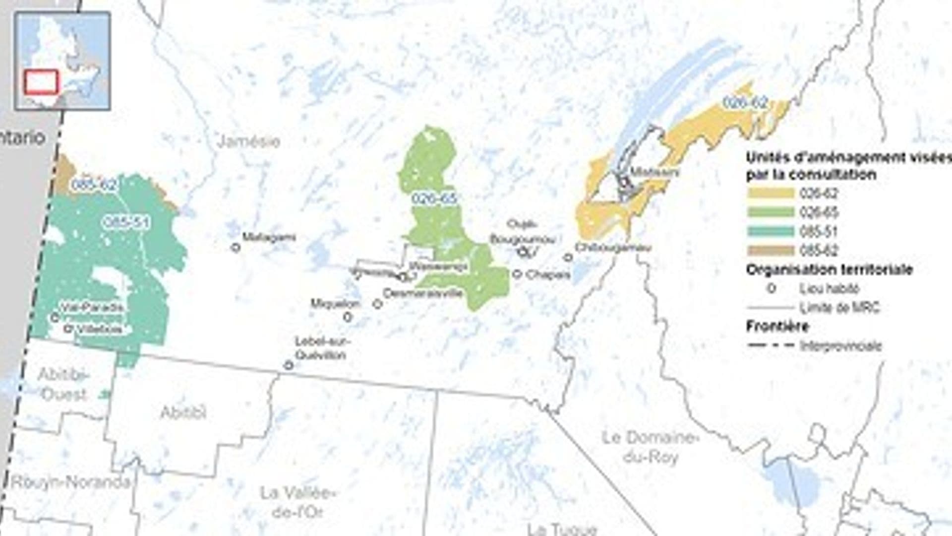 Unités d'aménagement visées par cette consultation